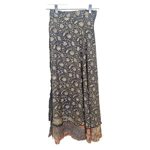 Flowly Silk Blend Cienna Wrap Boho Featival Layer Art Paisley Gold Tones PRETTY!